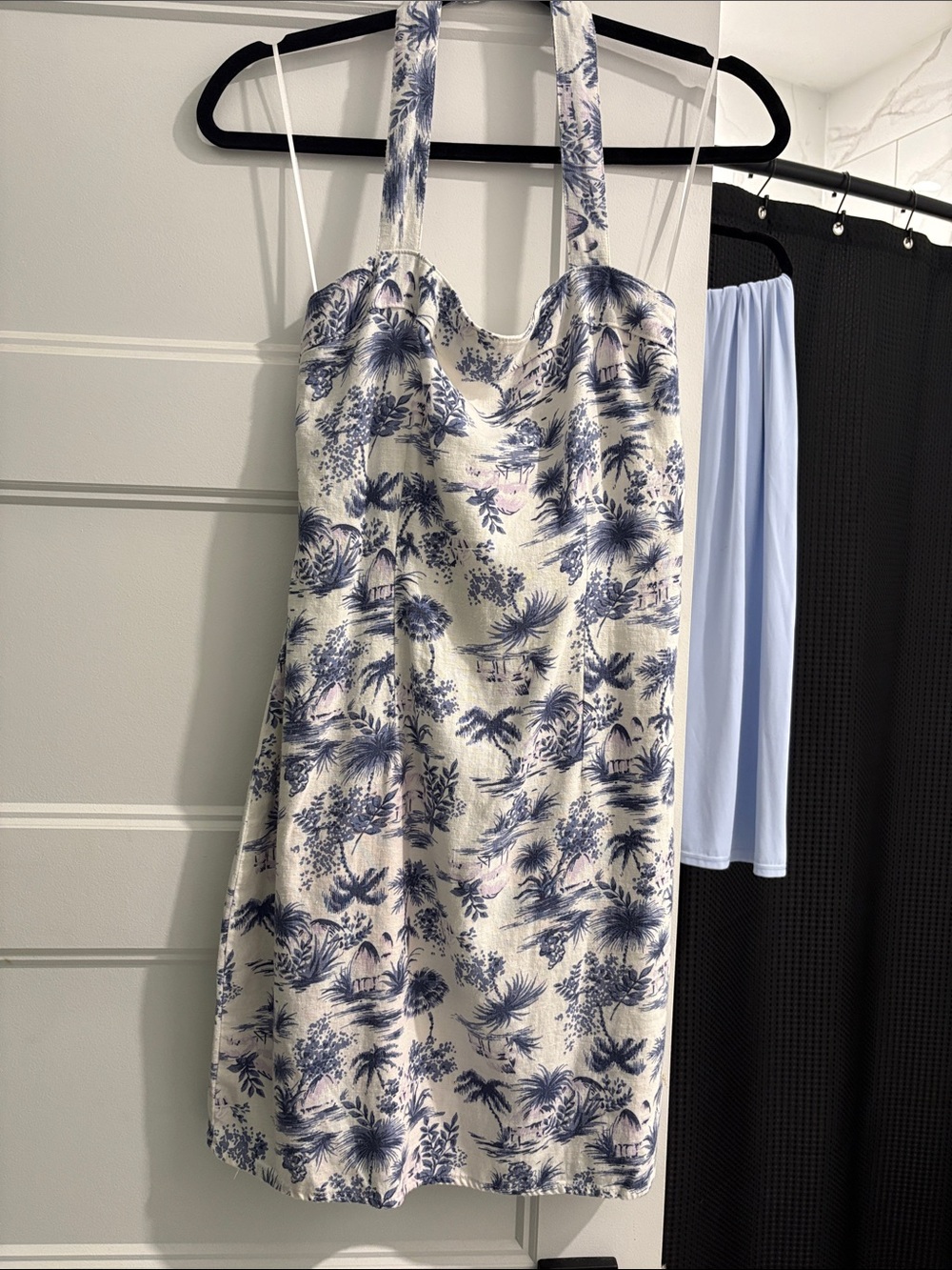Abercrombie & Fitch Cream Mini Dress with Blue Tropical Print
